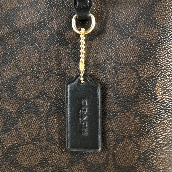 Coach Mollie Signature Coated Canvas Leather Brown/Black Shoulder Tote MSRP $428 - Picture 13 of 15